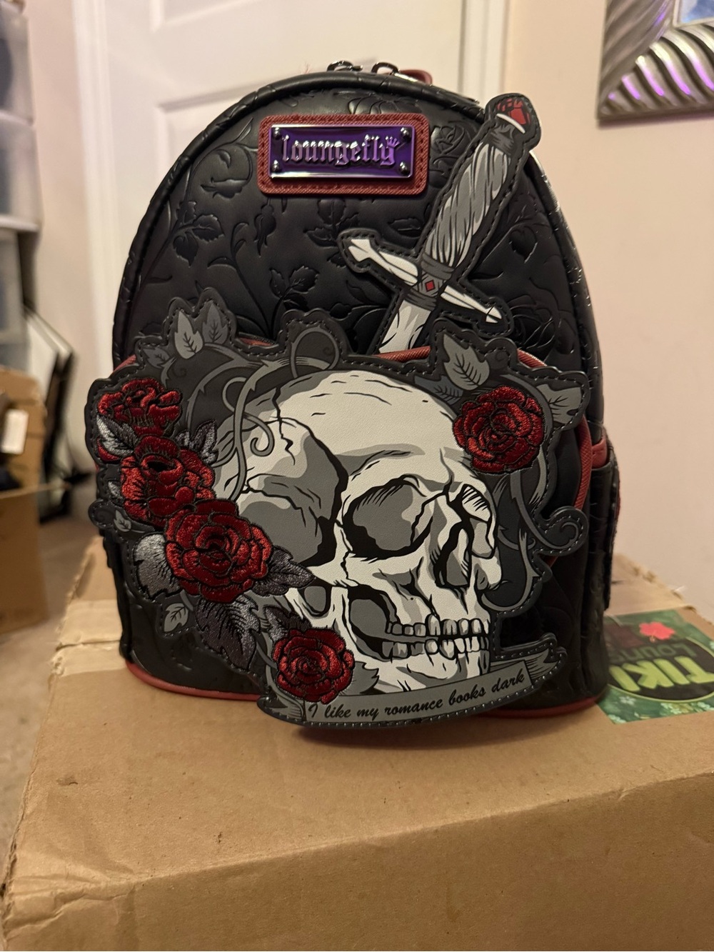 NWT Loungefly Dark Romance Skull Dagger Roses BAM Exclusive Mini Backpack